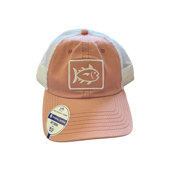 Southern Tide Patch Logo Sunfarer Trucker Style Hat Peach Adjustable OSFM New - Picture 3 of 7